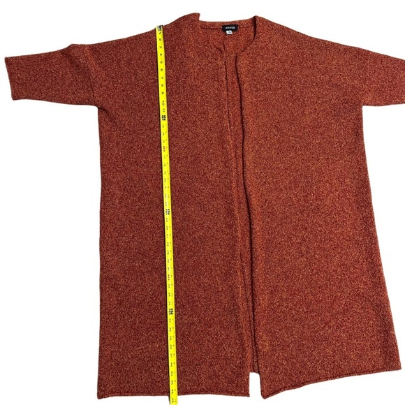 Eskandar Boucle Wool Cashmere Longer Length Cardigan OSFM Orange Handloomed - Picture 7 of 9